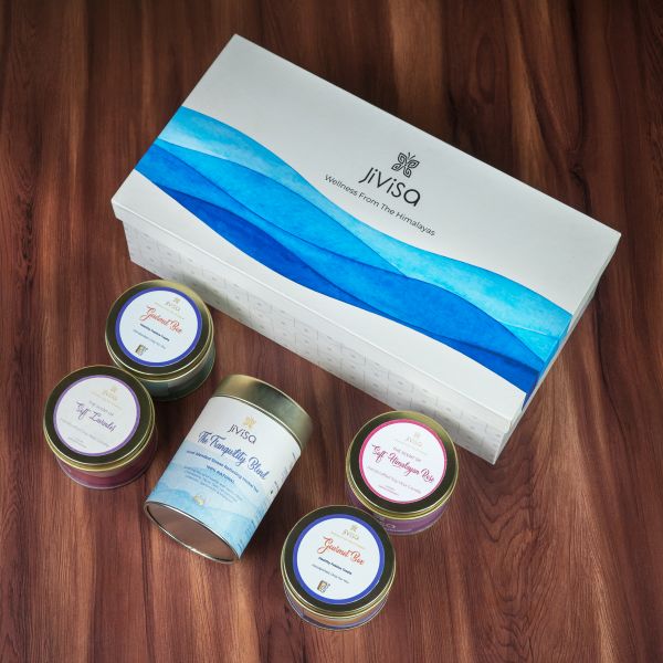 JiViSa Luxury aromatherapy candle, gourmet & tea gift box  (With Handmade Rakhi)