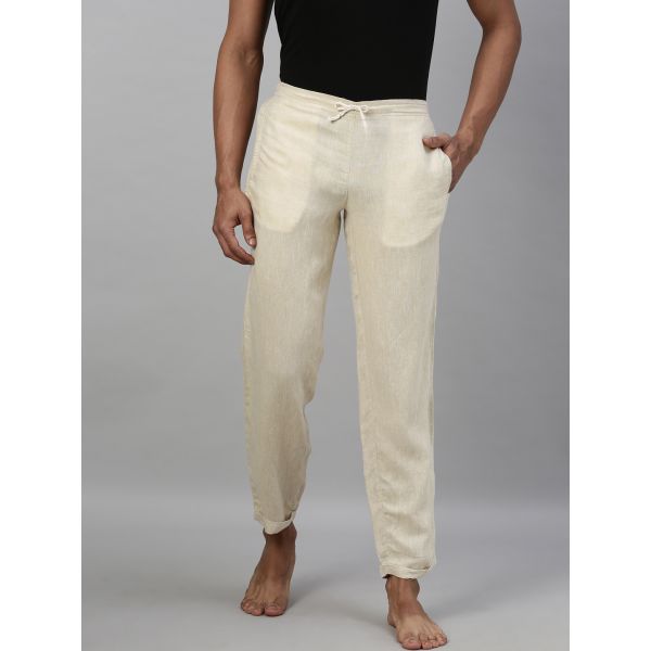 Ecentric Men Light Brown Solid Hemp Lounge Pant