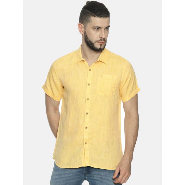 Ecentric Lemon Yellow regular fit hemp casual shirt