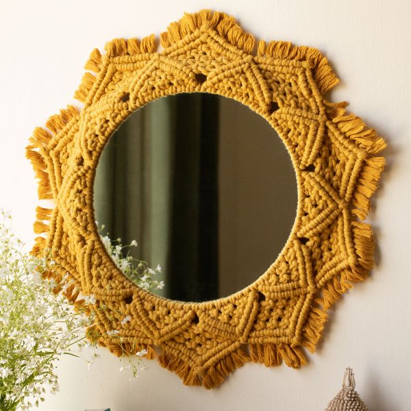 Macrame Mirror (Mustard Yellow Color)