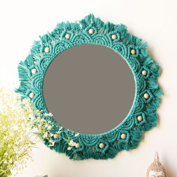 Macrame Mirror (Turquoise Color)